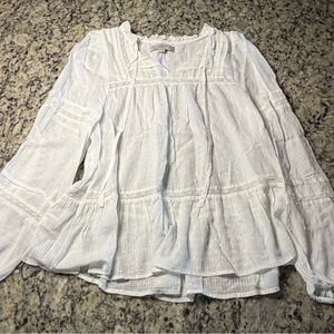 LOFT White Textured Blouse